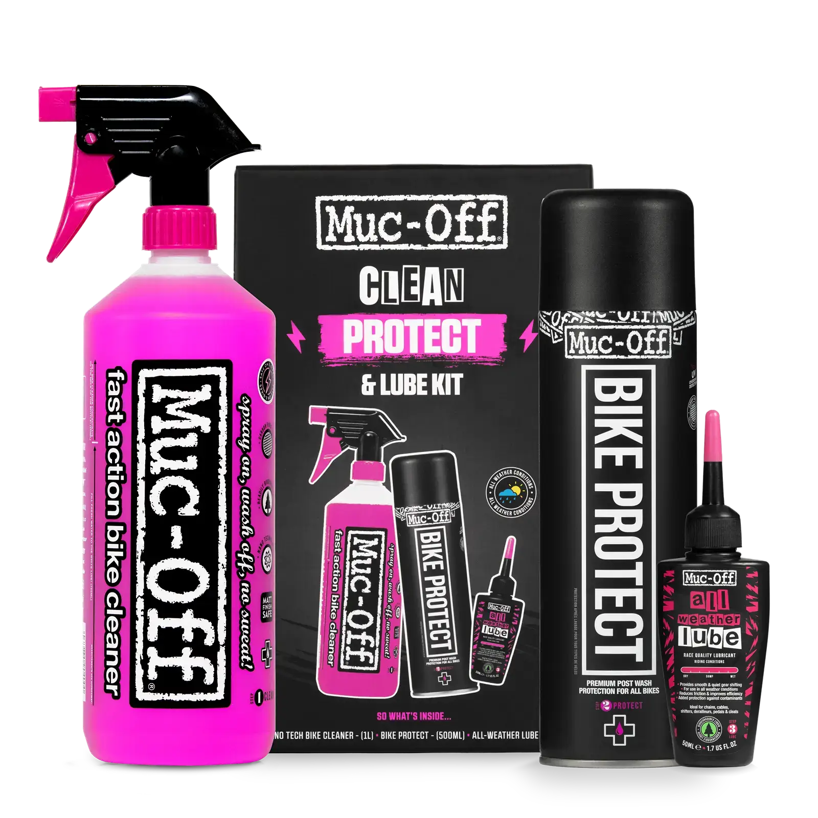 MUC-OFF Wash, Protect and Wet Lube Kit